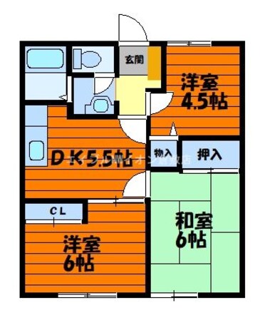 サンビレッジ金光B棟の物件間取画像